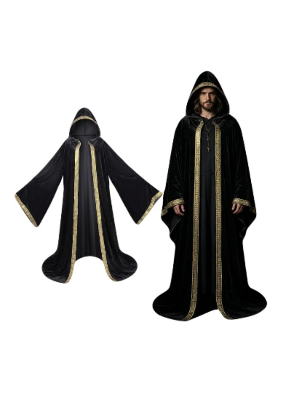 NWT Unisex Adult Wizard Hooded Cloak/Velvet Cape Size Medium